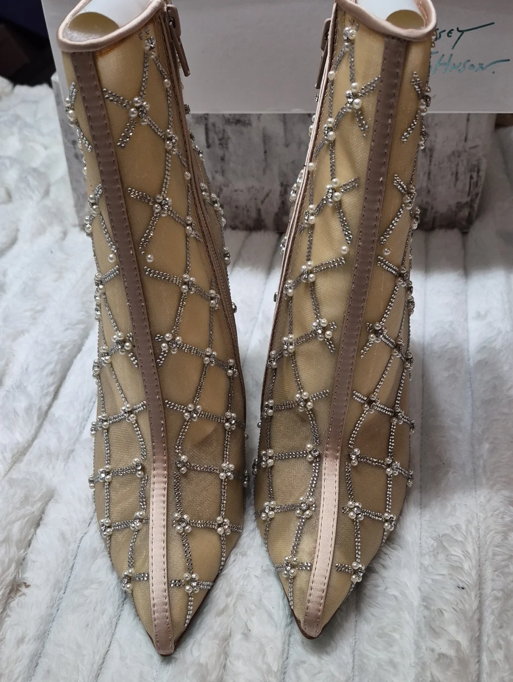 Betsey Johnson Larkk Embellished Mesh Dress Booties Women's New